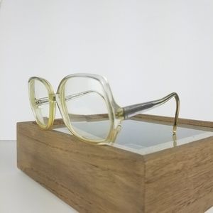 Vintage Oversized Clear & Yellow Eyeglasses